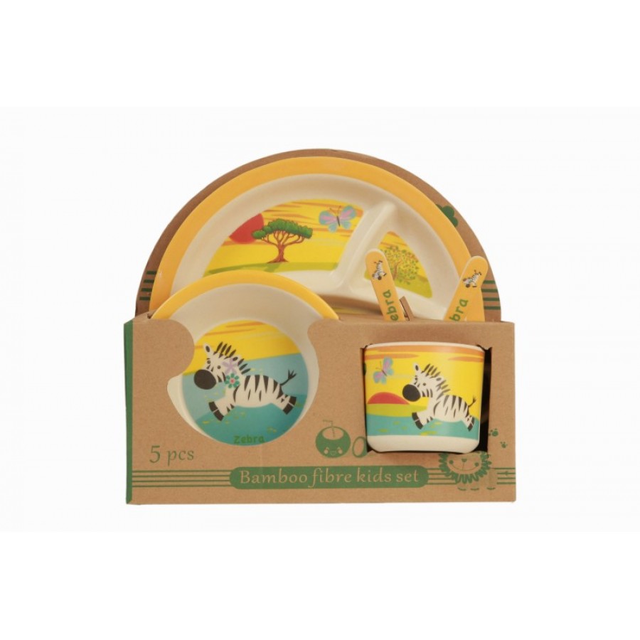 Σετ φαγητού Bamboo ζέβρα 5 τμχ
