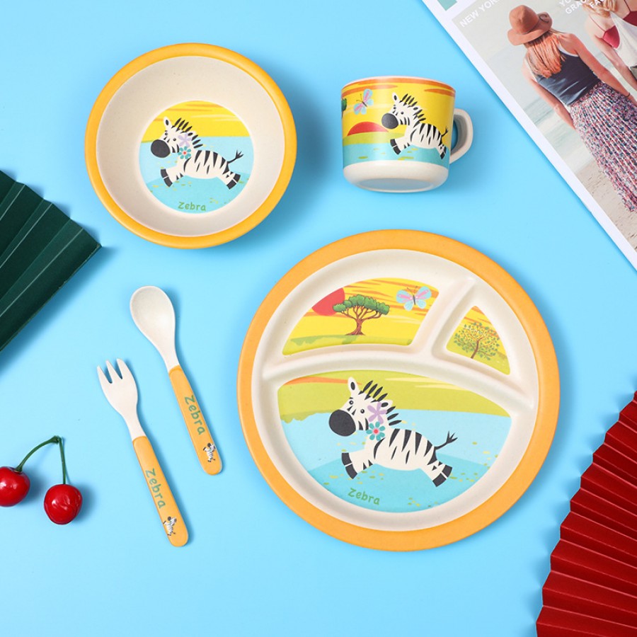Σετ φαγητού Bamboo ζέβρα 5 τμχ