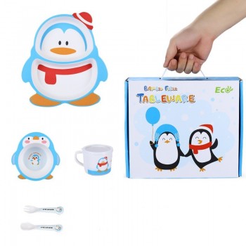 Σετ φαγητού Bamboo πιγκουίνος 5 τμχ