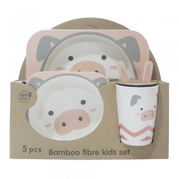 Σετ φαγητού Bamboo γουρουνάκι 5 τμχ