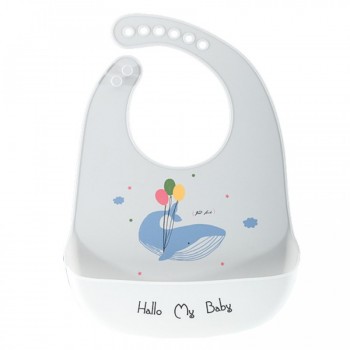 Σαλιάρα σιλικόνης φάλαινα με μπαλόνια