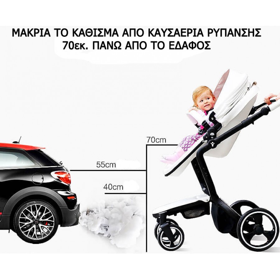 Καρότσι δερμάτινο γκρι foofoo