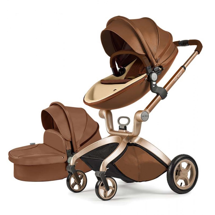 Καροτσάκι μωρού HOT MOM καφέ 3 σε 1